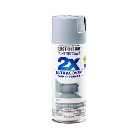 Rust-Oleum Painter's Touch 2X Ultra Cover Gloss Winter Gray Paint+Primer Spray Paint 12 oz