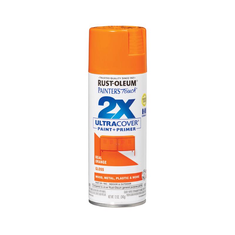 Rust-Oleum Painter's Touch 2X Ultra Cover Gloss Real Orange Paint+Primer Spray Paint 12 oz