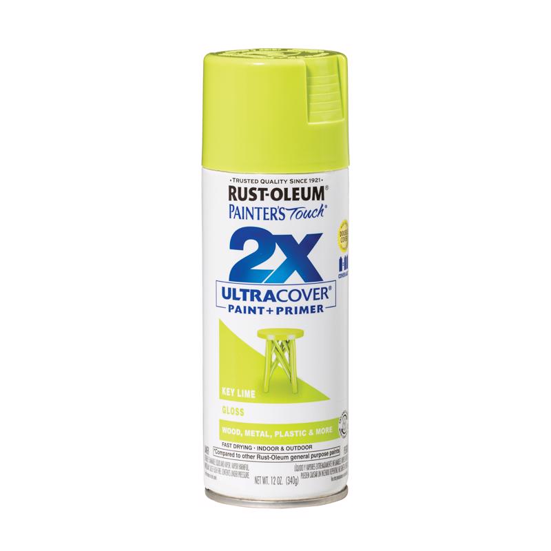 Rust-Oleum Painter's Touch 2X Ultra Cover Gloss Key Lime Paint+Primer Spray Paint 12 oz