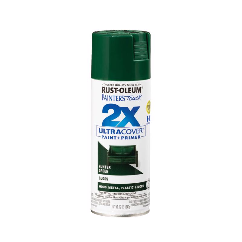 Rust-Oleum Painter's Touch 2X Ultra Cover Gloss Hunter Green Paint+Primer Spray Paint 12 oz