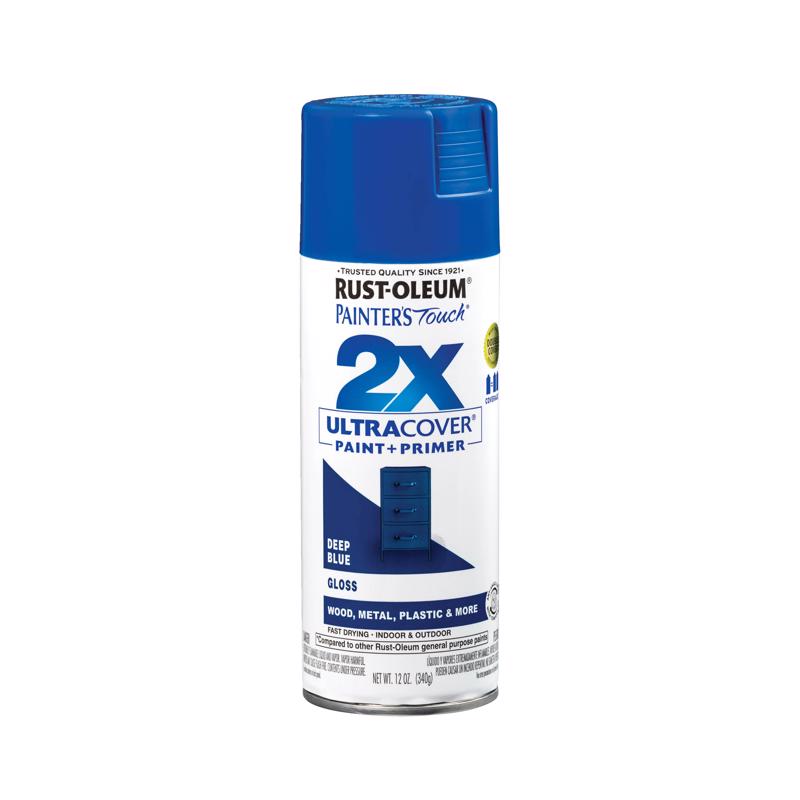 Rust-Oleum Painter's Touch 2X Ultra Cover Gloss Deep Blue Paint+Primer Spray Paint 12 oz