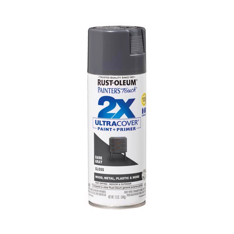 Rust-Oleum Painter's Touch 2X Ultra Cover Gloss Dark Gray Paint+Primer Spray Paint 12 oz