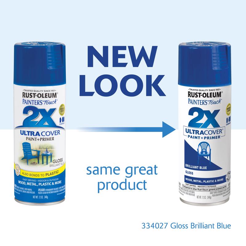 Rust-Oleum Painter's Touch 2X Ultra Cover Gloss Brilliant Blue Paint+Primer Spray Paint 12 oz