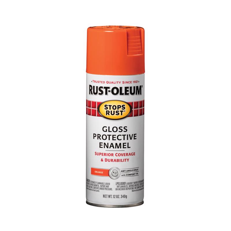 Rust-Oleum 214084 Stops Rust Spray Paint 12 oz Gloss Orange