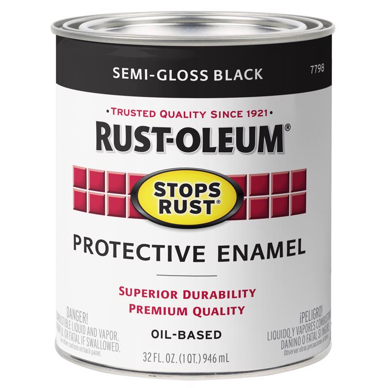 Rust-Oleum Stops Rust Indoor and Outdoor Semi-Gloss Black Oil-Based Protective Paint 1 qt