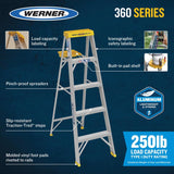 Werner 6 ft. H Aluminum Step Ladder Type I 250 lb. capacity