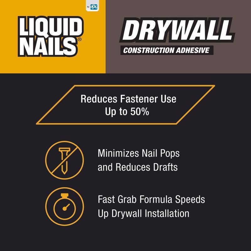 Liquid Nails DWP-24 Drywall Acrylic Latex Construction Adhesive 28 oz