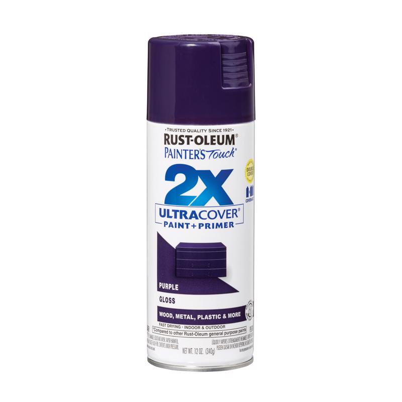 Rust-Oleum Painter's Touch 2X Ultra Cover Gloss Purple Paint+Primer Spray Paint 12 oz