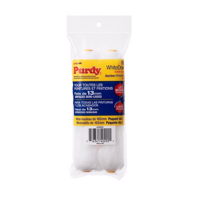Purdy White Dove Woven Fabric 6.5 in. W X 1/2 in. Mini Paint Roller Cover 2 pk