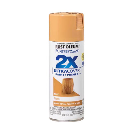 Rust-Oleum Painter's Touch 2X Ultra Cover Gloss Khaki Paint+Primer Spray Paint 12 oz