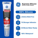 GE Supreme White Supreme Silicone Kitchen and Bath Caulk Sealant 2.8 oz