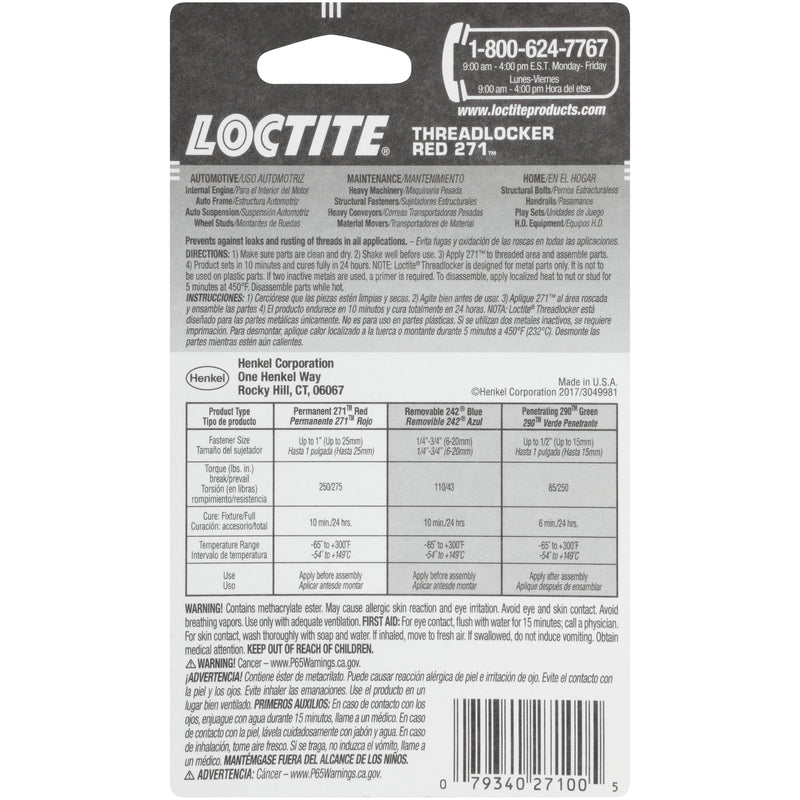Loctite Threadlocker High Strength Threadlocker Liquid 0.2 oz