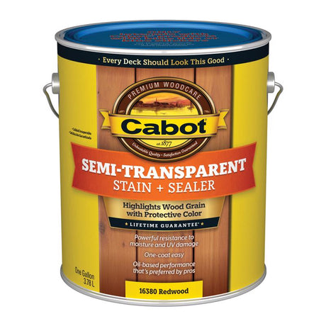 Cabot Semi-Transparent Low VOC Semi-Transparent Redwood Oil-Based Stain and Sealer 1 gal