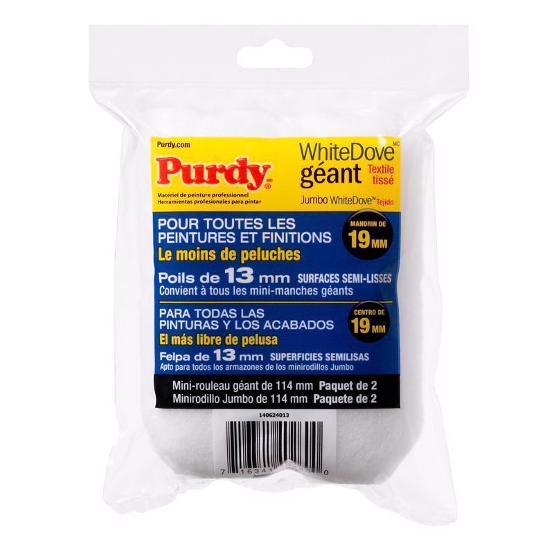 Purdy White Dove Woven Fabric 4.5 in. W X 1/2 in. Jumbo Mini Paint Roller Cover 2 pk