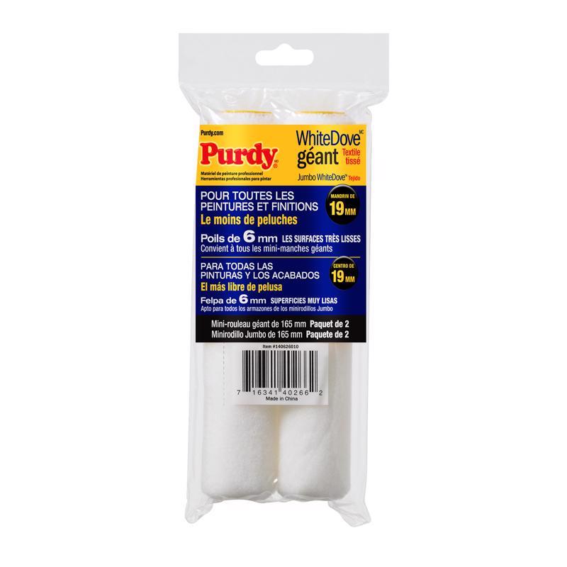 Purdy White Dove Woven Fabric 6.5 in. W X 1/4 in. Jumbo Mini Paint Roller Cover 2 pk