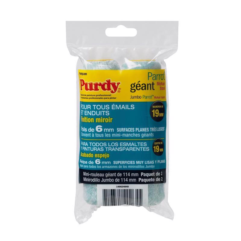 Purdy Parrot Mohair Blend 4.5 in. W X 1/4 in. Jumbo Mini Paint Roller Cover 2 pk