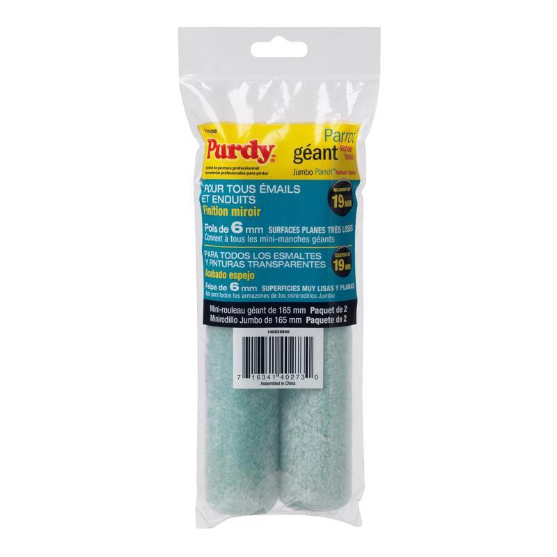 Purdy Parrot Mohair Blend 6.5 in. W X 1/4 in. Jumbo Mini Paint Roller Cover 2 pk