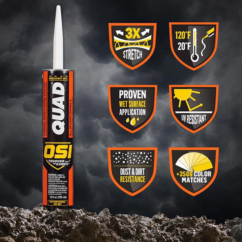 OSI Quad White Elastomeric Polymers Door/Siding/ Window Sealant 10 oz