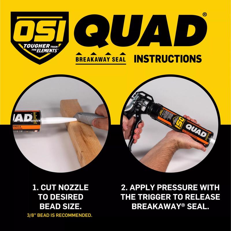 OSI Quad White Elastomeric Polymers Door/Siding/ Window Sealant 10 oz