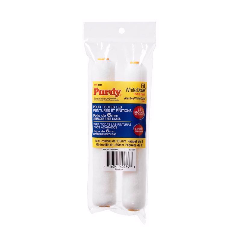 Purdy White Dove Woven Fabric 6.5 in. W X 1/4 in. Mini Paint Roller Cover 2 pk
