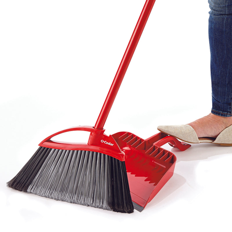 O-Cedar Power Corner 13.75 in. W Stiff Recycled PET Broom with Dustpan