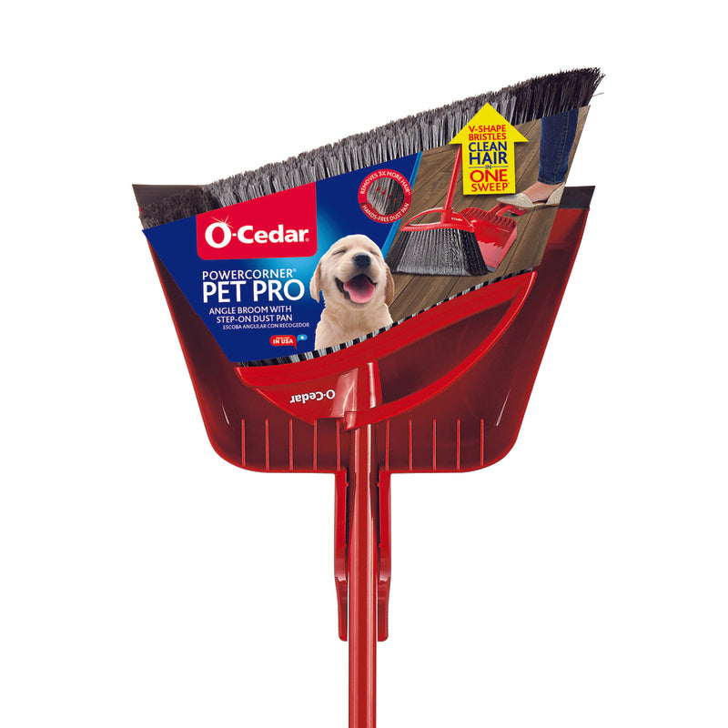 O-Cedar Power Corner 13.75 in. W Stiff Recycled PET Broom with Dustpan