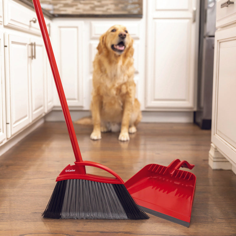 O-Cedar Power Corner 13.75 in. W Stiff Recycled PET Broom with Dustpan