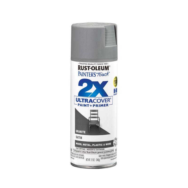 Rust-Oleum Painter's Touch 2X Ultra Cover Satin Granite Paint+Primer Spray Paint 12 oz