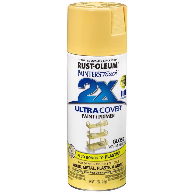 Rust-Oleum Painter's Touch 2X Ultra Cover Gloss Warm Yellow Paint+Primer Spray Paint 12 oz