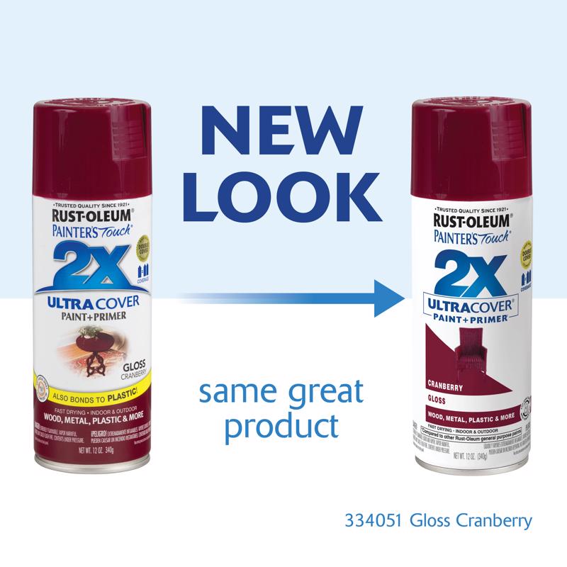 Rust-Oleum Painter's Touch 2X Ultra Cover Gloss Cranberry Paint+Primer Spray Paint 12 oz