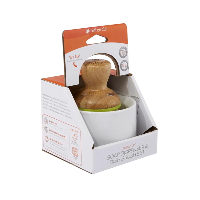 Full Circle Bubble Up 2.36 in. W Medium Bristle 4.92 in. Bamboo Handle Mini Brush Scrubber w/Holder
