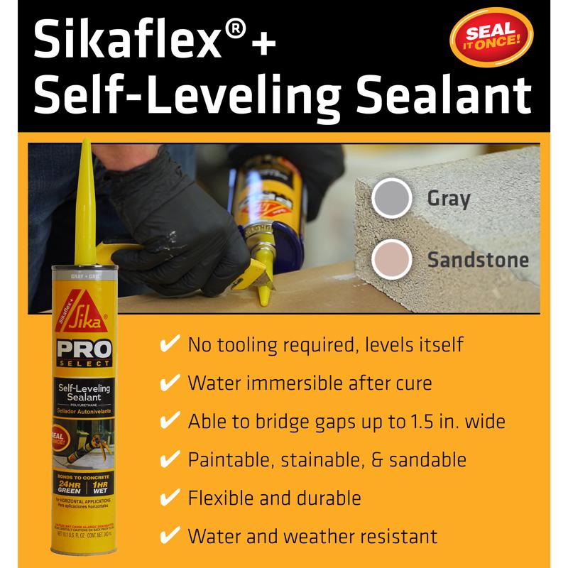 Sika Pro Select Gray Polyurethane Concrete Self-Leveling Sealant 10.1 oz