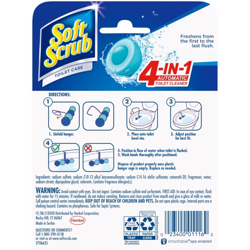 Soft Scrub 4-in-1 Toilet Care Sapphire Waters Scent Toilet Bowl Cleaner 1.76 oz Tablet