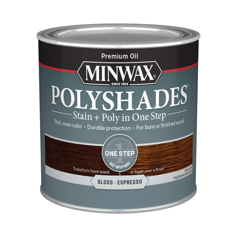 Minwax PolyShades Semi-Transparent Gloss Espresso Oil-Based Stain/Polyurethane Finish 0.5 pt