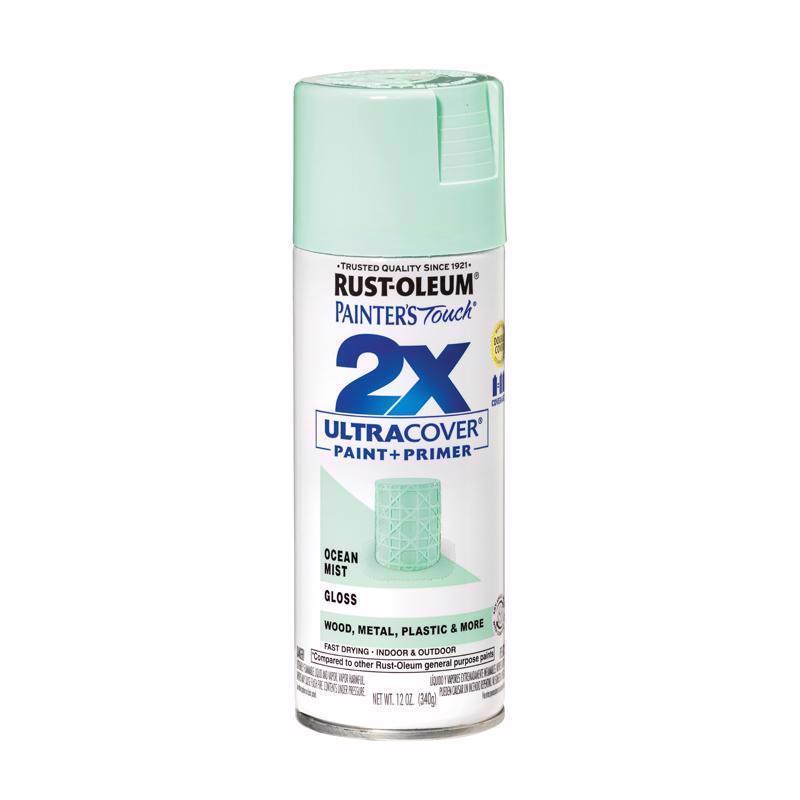 Rust-Oleum Painter's Touch 2X Ultra Cover Gloss Ocean Mist Paint+Primer Spray Paint 12 oz