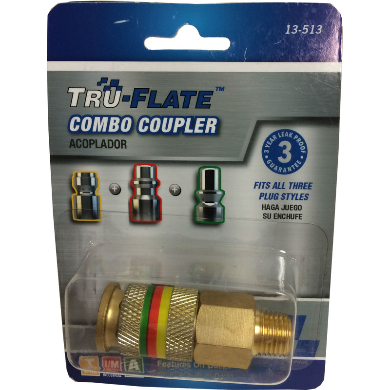 Tru-Flate Combo Coupler Brass Universal Coupler 1/4 Male 1 pc