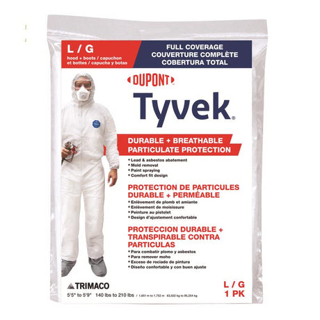 COVERALL TYVEK LG W/B&H