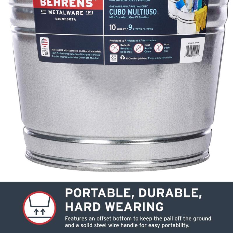 Behrens 10 qt Galvanized Pail Gray