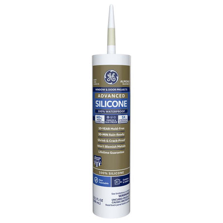 GE Advanced Almond Silicone 2 Window and Door Caulk Sealant 10.1 oz. - Total Qty: 12