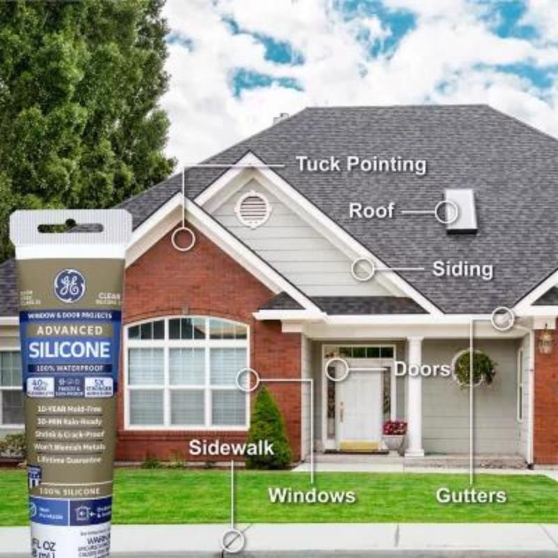 GE Advanced Clear Silicone 2 Window and Door Sealant 2.8 oz