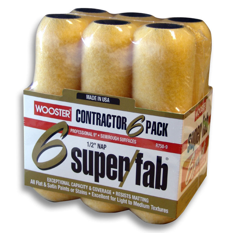 Wooster Super/Fab Knit 9 in. W X 1/2 in. Regular Paint Roller Cover 6 pk