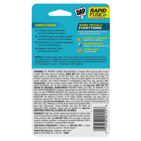 DAP RapidFuse High Strength Glue All Purpose Adhesive 0.85 oz