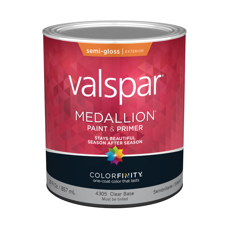 Valspar Medallion Semi-Gloss Clear Base Paint and Primer Exterior 1 qt