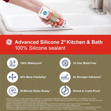 GE Advanced Almond Silicone 2 Kitchen and Bath Caulk Sealant 2.8 oz