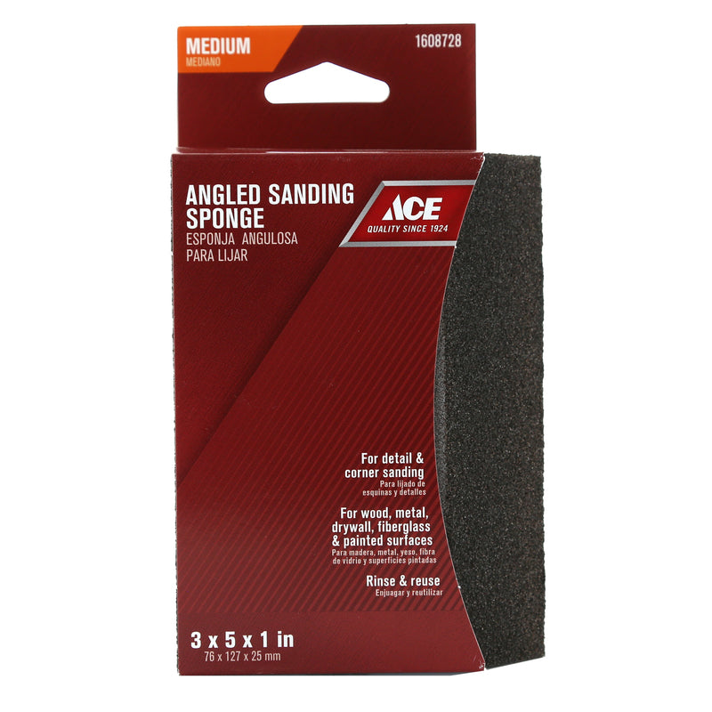 Ace 5 in. L X 3 in. W 80 Grit Medium Sanding Sponge