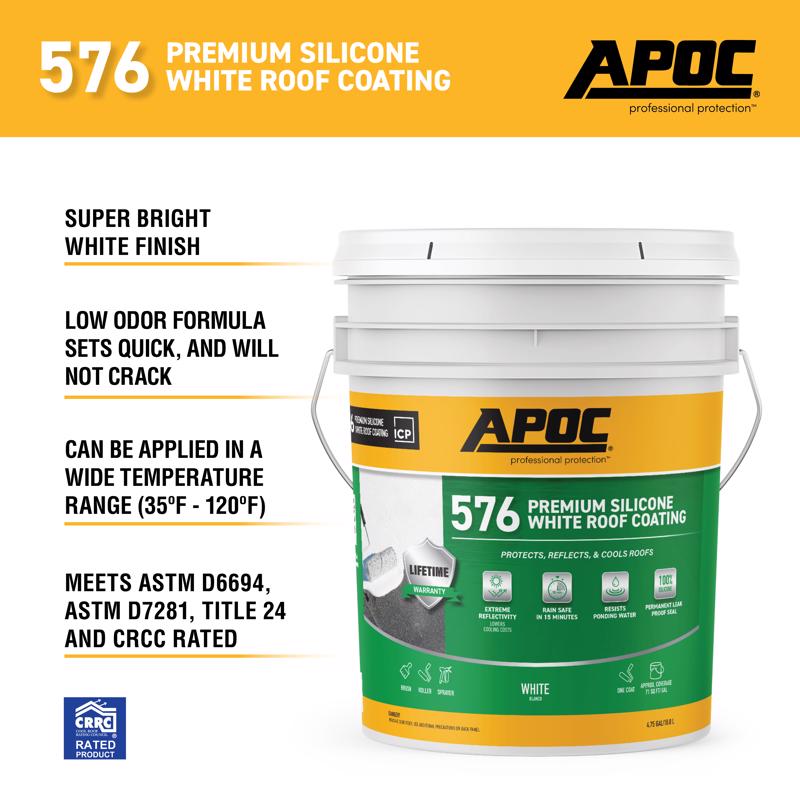 APOC Gloss Bright White Silicone Roof Coating 5 gal