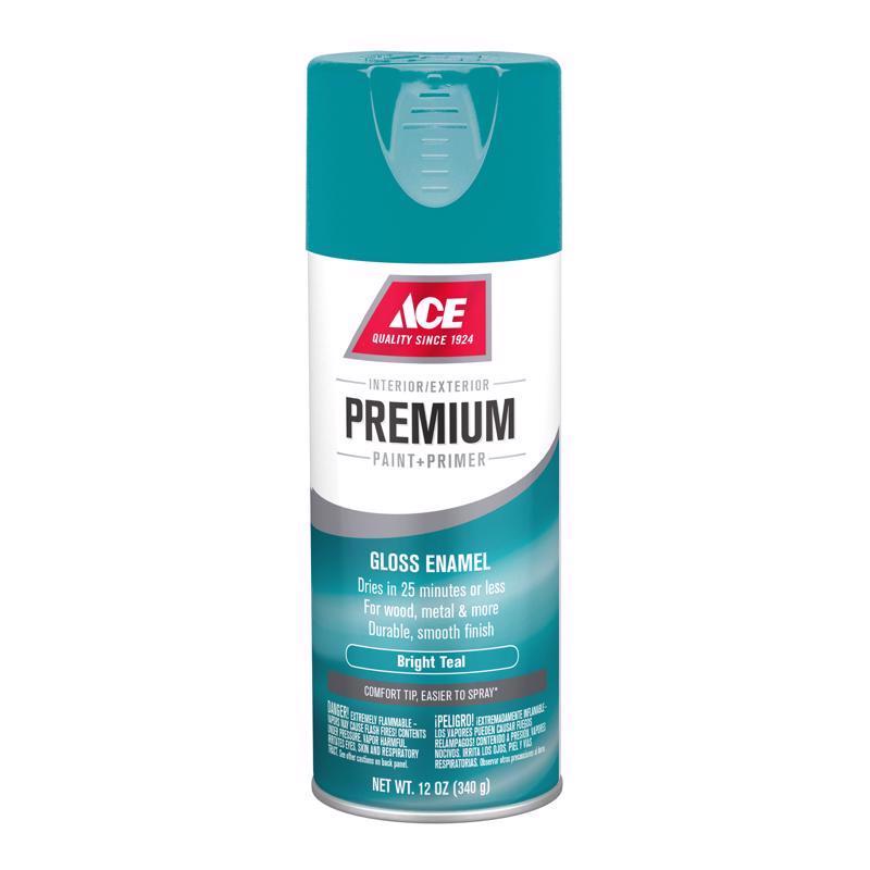 Ace Premium Gloss Bright Teal Paint + Primer Enamel Spray 12 oz