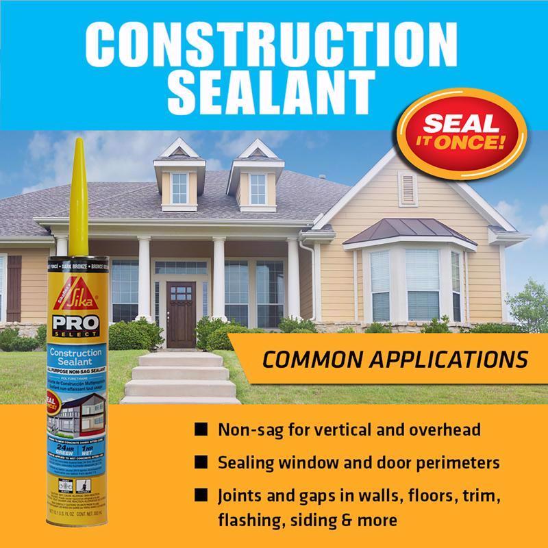 Sika Pro Select Dark Bronze Polyurethane Construction Caulk Sealant 10.1 oz
