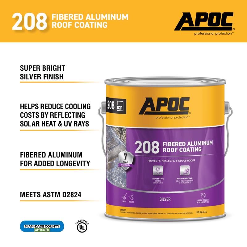 APOC High-Gloss Silver Fibered Aluminum Roof Coating 1 gal