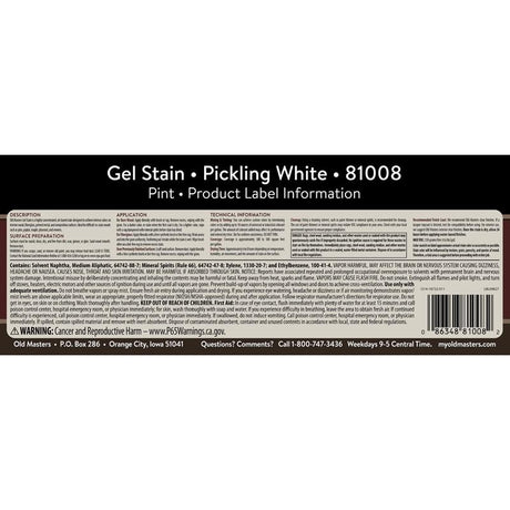 Old Masters Semi-Transparent Pickling White Oil-Based Alkyd Gel Stain 1 pt